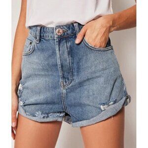 New One Teaspoon Pacifica High Waist Bandit Denim Shorts Womens 24 Blue Cut-Offs